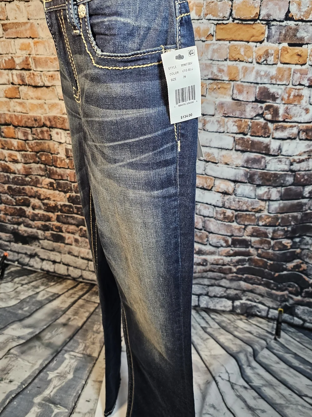 Miss Me Mid Rise Bootcut Jeans NWT Size 29 Dark Wash Cross Pocket Western Denim